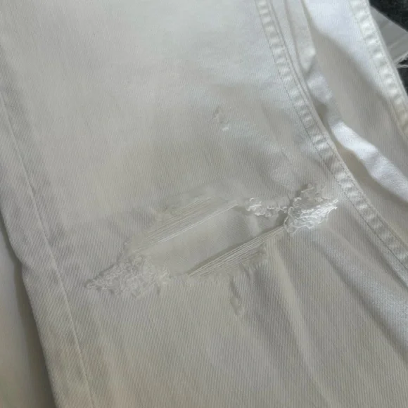 AE77 Premium High Waist Distressed White Denim Flares Size 2R - Picture 7 of 8